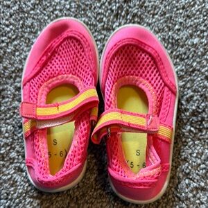 Pink Kids Shoes with Yellow Accents